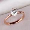 Högkvalitativ aldrig Fade Women Girls Sterling Silver S925 CZ 18K Rose Gold Diamond Wedding Engagement Rings Anillo stor stor sten 189f