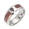 Anillos de banda Árbol de la vida de acero inoxidable Jesús cree Cruz Anillo Madera Mujeres Hombres Joyería de moda Regalo 4 colores Entrega de la gota Dhvdf