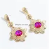 Dangle Chandelier Trendy Colorf Rhinestone Metal Flower Długie krople Kolczyki dla kobiet Wysokiej jakości kryształowy prezent na imprezę biżuterii Kredyt DHFJC