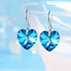 Stud Mode Couleurs Coeur Verre Dangle Boucles D'oreilles pour Femmes Coloré Pêche Cristal Bijoux Clip sur Boucle D'oreille