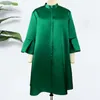 Casual Dresses Women Loose Dress Three Quarter Sleeves Oversized Yellow Green Pink Fashion Ladies Classy Summer Autumn Robes Gowns 2023