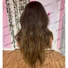 Cortina Franja Pré Depenado Full Lace Transparente HD 360 Lace Frontal Perucas de Cabelo Humano para Mulheres Negras Marrom Escuro Caramelo Ombré Sem Cola 13x3 Peruca Frontal Lace