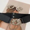 Belts Women's Gold Buckle Silver Chain Elastic Belt Waistband Waist Closure Dress Decoration Cool Stylish