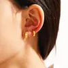 Pendientes de aro 2 piezas de acero inoxidable de color dorado con clip punk para mujeres y hombres, manguito de oreja de plata sin piercing, joyería