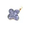 Hänge halsband naturliga stenpärla fyr-petal blommorformad flerfärgad agat handgjorda hantverk diy halsband armband tillbehör 26x26mm