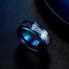 Pierścienie zespołowe fajne czarne tungsten Wedding Dragon Ring Zestaw do par stali nierdzewnej InLay Blue Carbon Fibre Metal Rock Pierścienie Anillos J230602