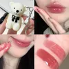 Brilho labial Water Light Mirror Glaze À prova d'água Longa duração Fofo Urso Chaveiro Sedoso Batom Líquido Suave Maquiagem Feminina