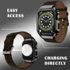 Metall-Schutzrahmen mit echtem Leder-Uhrenarmband, 40/41/44/45/49 mm, Ersatzarmband für Apple Watch S8/7/6/5/4