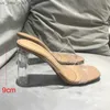 Sandálias femininas de verão bombas de PVC geléia chinelos dedo do pé aberto salto alto feminino transparente Perspex chinelos sapatos salto alto sandálias transparentes L230518