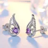 Goujon personnalité ailes d'ange minuscules boucles d'oreilles pour femmes blanc violet Zircon petite oreille clou accessoire saint valentin cadeau