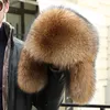Unisex vinter full täckt riktiga räv päls hattar ryska hatt skidfångare jägare hatt öronflap mössa