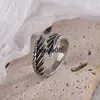 Band Rings FOXANRY Silver Color Rings Fashion Hip Hop Vintage Couples Creative Wings Design Thai Silver Party Jewelry Birthday Gifts J230602