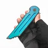 Anpassad Kwaiback Folding Knife Sharp S35VN Blade Flipper PRACKTISK FICK EDC grönt titanhandtag Taktisk utomhusutrustning Jakt Camping Survival Tools