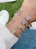Pulseira 3 peças joias minimalistas dupla zircônia cúbica pulseira banhada a ouro Cz cristal micropave manguito para mulheres