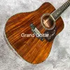 Maßgeschneiderte Dreadnought-D-Korpus-Akustikgitarre mit 41-Zoll-Vollmassiv-KOA-Holz-Abalone-Inlay und 12-saitigem Ebenholzgriffbrett