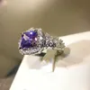 Anéis de banda 2022 NOVO Fashuon Super Espumante Ametista Ajustável Abertura Casal Anéis Para Mulheres Roxo Completo Diamante Noivado Jóias J230602