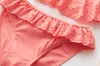 4-14Y Conjunto de bikini de color sólido para niñas de dos piezas para adolescentes Traje de baño para niños P230602