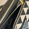 Designer Tote driehoekige tassen Dames Driehoek Symbole Jacquard Stof Luxe Contrast Geborduurd Leer Mode Handige Messenger