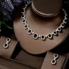 Collana Orecchini Set Fashion Luxury Blue Oval Shape Cubic Zircon E Girl Gift Full Jewelry Bijoux N-1476