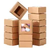 Emballage cadeau 50 pièces Mini boîte en papier kraft avec fenêtre Emballage cadeau pour savon fait maison Boulangerie Bonbons (marron)