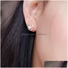 Stud Mode Frauen Ohrring Neue Trendy Silber Farbe Rose Blume Glänzende Zirkon Kristall Ohrringe Damen Schmuck Geschenk Drop Lieferung DHTB7