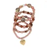 Strand Boho Heart Charm Multicolor Cristal Beads Pulseiras de Corda Para Mulheres Meninas Étnicas Wrap Bracelet Moda Jóias