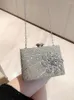 Bolsas de noite Luxo Diamantes Flor Dia Clutches Bolsa Designer Bling Strass Feminina Anel Alça Bolsa Ombro Mini Bolsa Flap