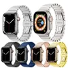 リストバンドリンクブレスレットスチールソリッドバンドストラップバンドApple Watchシリーズ3 4 5 6 7 8 ULTRA IWATCH 42 44 45 49mm 38 40 41mm用スターライトチタンウォッチバンドバタフライバックル