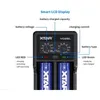 Original XTAR VC2SL Chargeur de batterie intelligent universel intelligent Batteries au lithium Double 2 emplacements USB Type C Charge rapide pour Li-ion Ni-MH Ni-Cd 18650 21700 20700 VC2