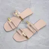 Hausschuhe Frauen Metallic Detail Slide Sandalen 2023 Sommer Outdoor Design Sandy Strand Offene spitze Freizeit Flache Schuhe