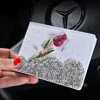 Nieuwe lederen rijbewijshouder Rose Flower Diamond Crystal Autosleutel Tas Portemonnee Portemonnee Vrouwen Creditcard Pocket Case