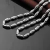 Chains Men's Necklace Ornaments 925 Sterling Silver Oval Sphere Beaded Chain Geometric Bucket Bead Fashion Jewelry Gift For Boyfriend