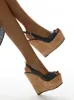 Sandals High Quality Wood Wedge Platform Heels Women's Fashion Open Toe Buckle Summer Party Shoes