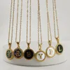 Chaînes En Acier Inoxydable Shell Alphabet Femmes Collier Femme Plaqué Or Simple Rond Capital Lettre Pendentif Pour Bijoux