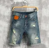 Shorts pour hommes 2019 été mode larme jeans hommes marque vêtements Bermudes trou droit coton respirant denim shorts P230602