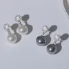 S3731 Bijoux De Mode Dangle Micro-insert Zircon Perle Boucles D'oreilles Pour Les Femmes Senior Sens Élégant Boucles D'oreilles
