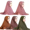 Roupas étnicas Oriente Médio Lenço na cabeça Islâmico Hijab Khimar Overhand Tops Árabe Headwrap Shayla Malaysia Cachecóis Xales Puxe na Cabeça