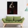 Romantisk figurativ Canvas Art Flamenco Dancer Handmålade oljekonstverk av spansk dansande modern inredning för spa reträtt