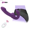 Strapless strap-on dildo vibrator met afstandsbediening voor vrouwen Lesbische stellen G-Spot Double-Ended Adult Sex Toys met 10 modi L230518