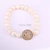 Charm Bracelets 6PCS ZYZ-B2736 "mama" Jewelry Bracelet Colorful CZ Micro Pave Round Shell With Nature Pearl Beads Women