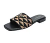 Luxus-Designer-Slides, Hausschuhe, mehrfarbig, bestickter Stoff, Pantoletten, Damen-Hausmode, Flip-Flops, Freizeitsandalen, Sommer-Ledermarke, flache Slide-Gummisohle