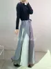 Damenhosen Miyake Plissee Plus Size Wide Leg Frauen 2023 Koreanische Mode Original Designer Hohe Taille Doppelschicht mit Gürtel
