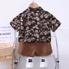 Zestawy odzieży Summer Ubrania dla dzieci dziewczyna dziewczyna przyczyniona kwiaty koszule krótkie 2pcs/zestaw niemowlęcia