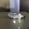 Bagues de bande 2022 bague de mariage couleur argent pour femmes bande Bling Zircon pierre promesse de mariée S anneaux bague d'anniversaire bijoux à la mode J230602