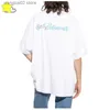 Men's T-Shirts 2023 New Style Blue Cursive Letter Vetements T Shirt Men Women Heavy Fabric Cotton VTM Top Back Embroidered Vetements Tee T230602