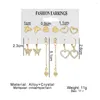Orecchini pendenti Moda cuore farfalla coreana Set per donne Ragazze Cerchio in metallo color oro perlato 2023