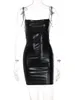 Facial, eco-friendly leather, fashionable and stylish, slim fitting, sexy, backless suspender, buttocks wrapped dress