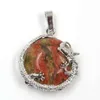 Pendant Necklaces Xinshangmie Charm Natural Tiger Eye Green Stone Rose Quartzs Unakite Accessories Half Ball Alloy Dragon Jewelry