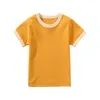 Magliette 100% cotone T-shirt a maniche corte estiva per bambini piccoli Ragazzi Ragazze Corrispondenza colori Morbidi comodi Top Tees Bambini Casual 230601