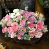 Dekoracyjne kwiaty piękne vintage austin róża sztuczna jedwabna bukiet flores dom domowy dekoracja ślub
